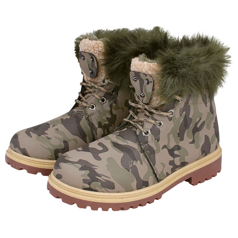 Dámske zimné topánky s kožušinou W37 camo 66419616