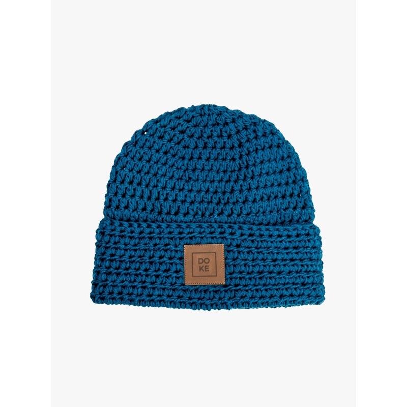 DOKE Merino háčkovaná čiapka Luke petrol pre mužov 66453858