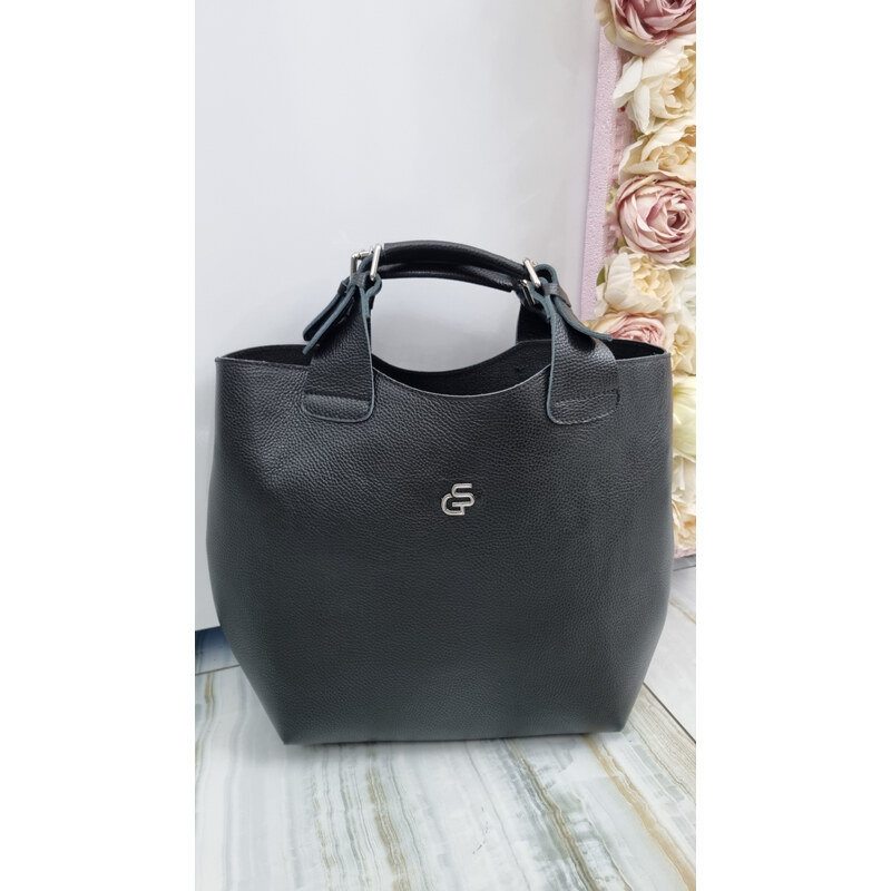 E-shop Katrins Fashion Kožená čierna kabelka Grosso
