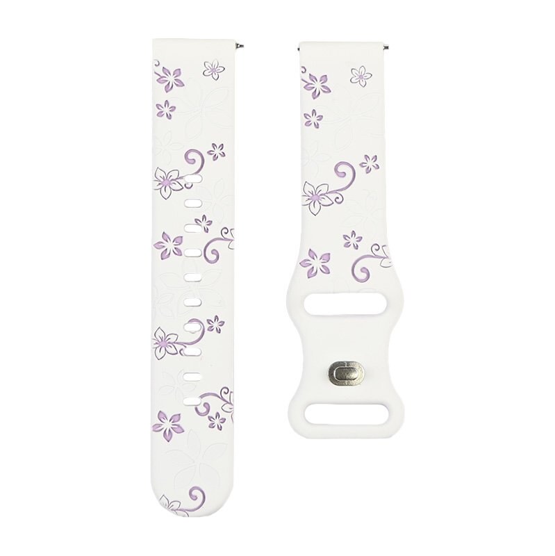 Madvell Silikónový remienok Kvetiny biely s fialovou 22mm 66420695