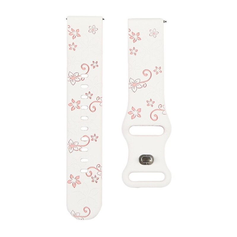 Madvell Silikónový remienok Kvetiny biely s ružovou 22mm 66420694