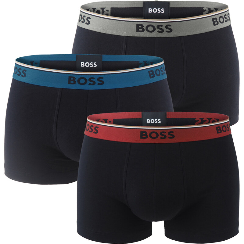 BOSS - boxerky 3PACK Power cotton stretch black / bold energy waist 66420802