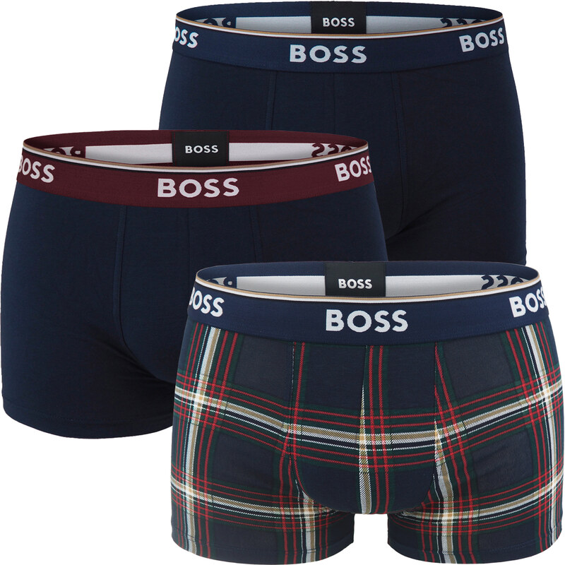 BOSS - boxerky 3PACK Power cotton stretch navy & modern balance 66420804