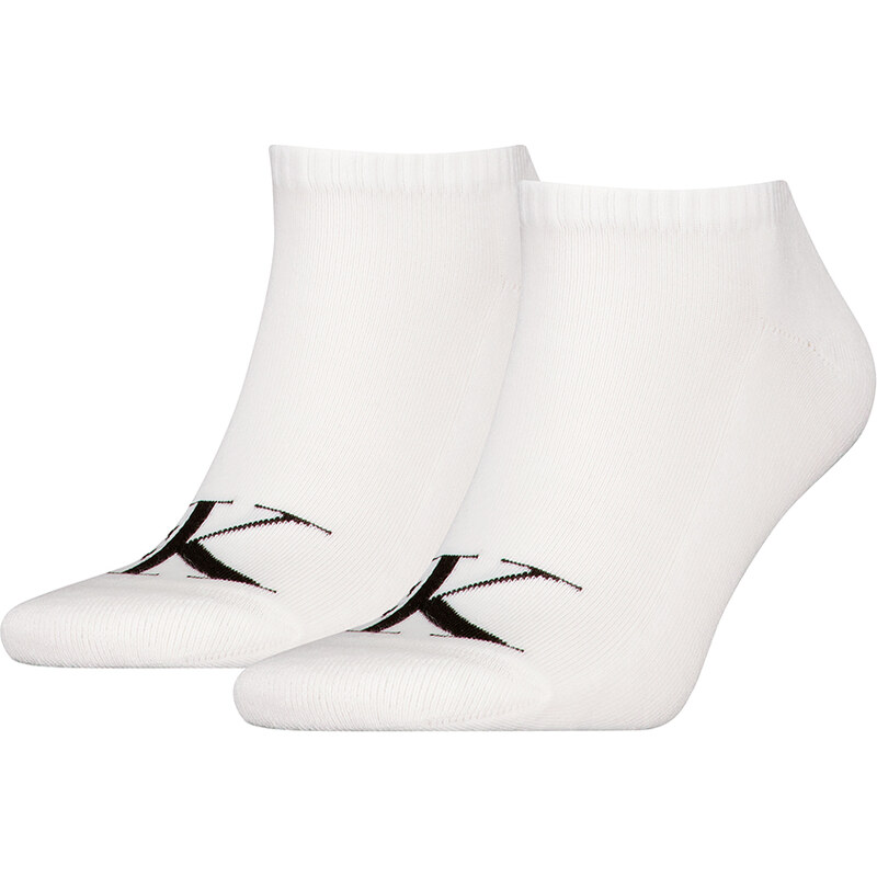 CALVIN KLEIN – 2PACK pánske členkové ponožky CK Jeans monogram white 66420822