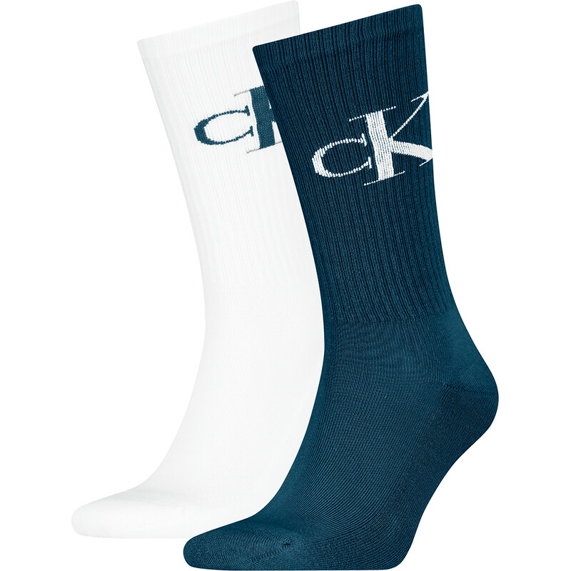 CALVIN KLEIN - pánske ponožky 2PACK CK jeans monogram blue - 66420816