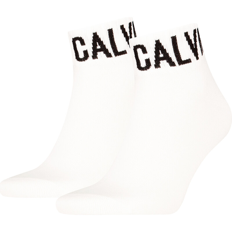 CALVIN KLEIN - 2PACK CK jeans monogram biele quarter ponožky - 66420817