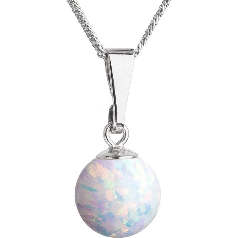 Evolution Group Pôvabný strieborný náhrdelník so syntetickým bielym 66588173