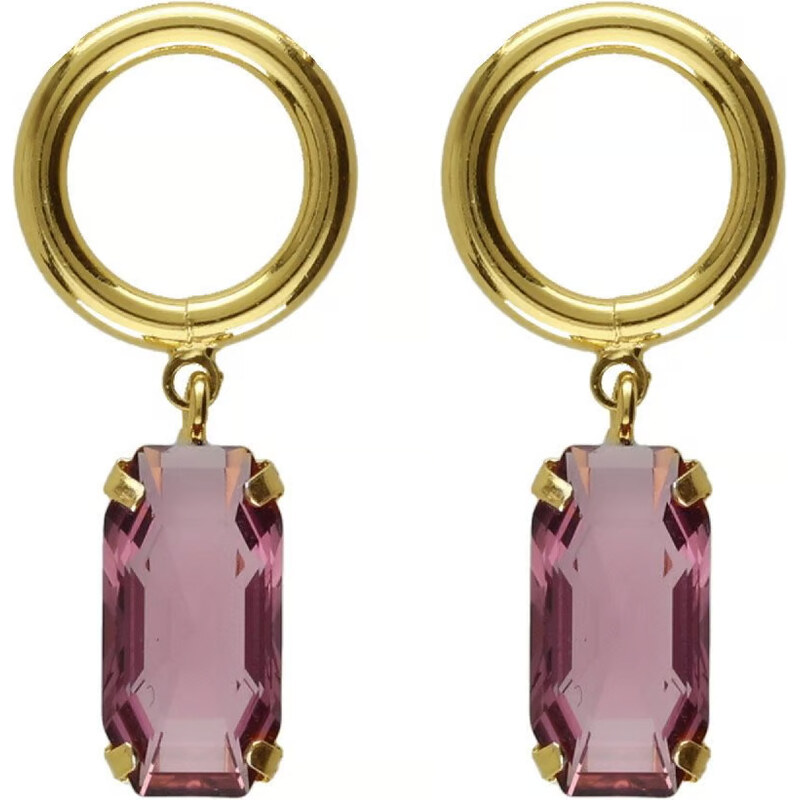 Victoria Cruz Pozlátené visiace náušnice s vínovým kryštálom Inspire 66592293