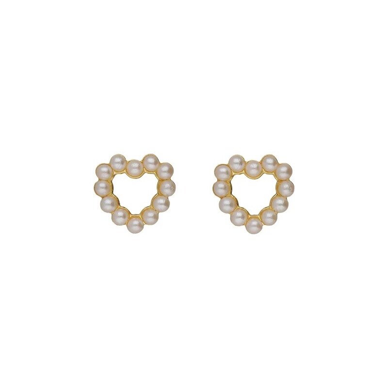 Victoria Cruz Pozlátené náušnice Srdiečka s perličkami Sera A5574-00DT 66589096