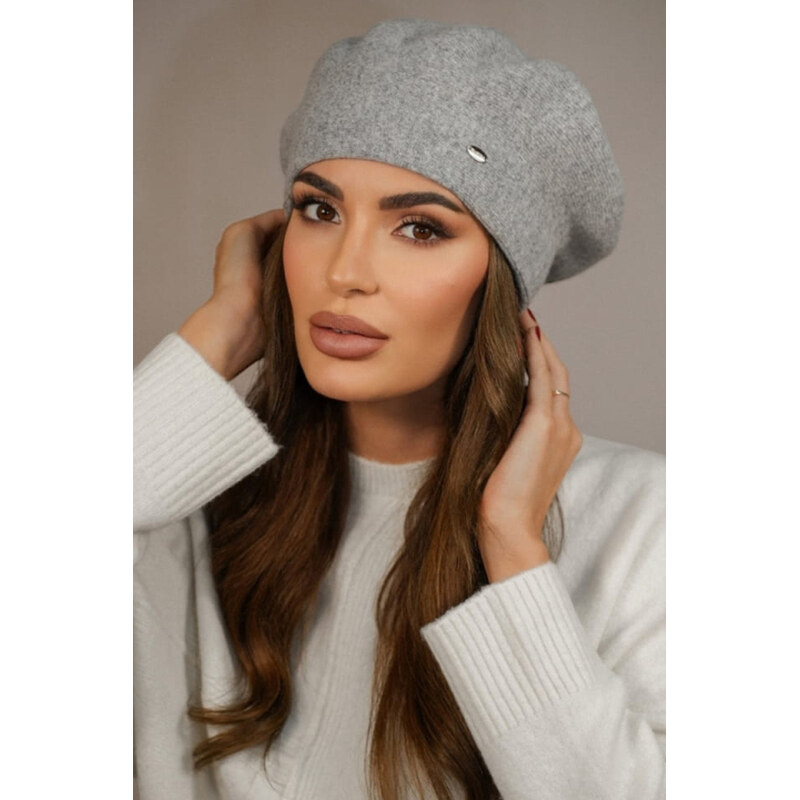 Kamea Šedá elegantná dámska baretka na zimu Kiang, Farba šedá 66421445