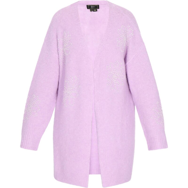 faina Pletený kabát slivková / biela 66427343