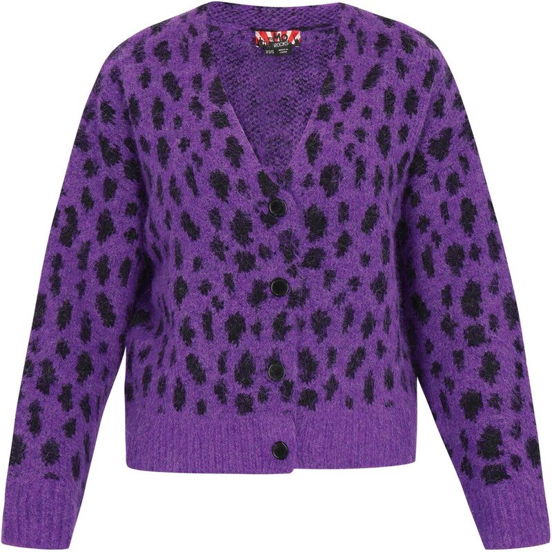 myMo ROCKS Oversize kardigán tmavofialová / čierna 66427391