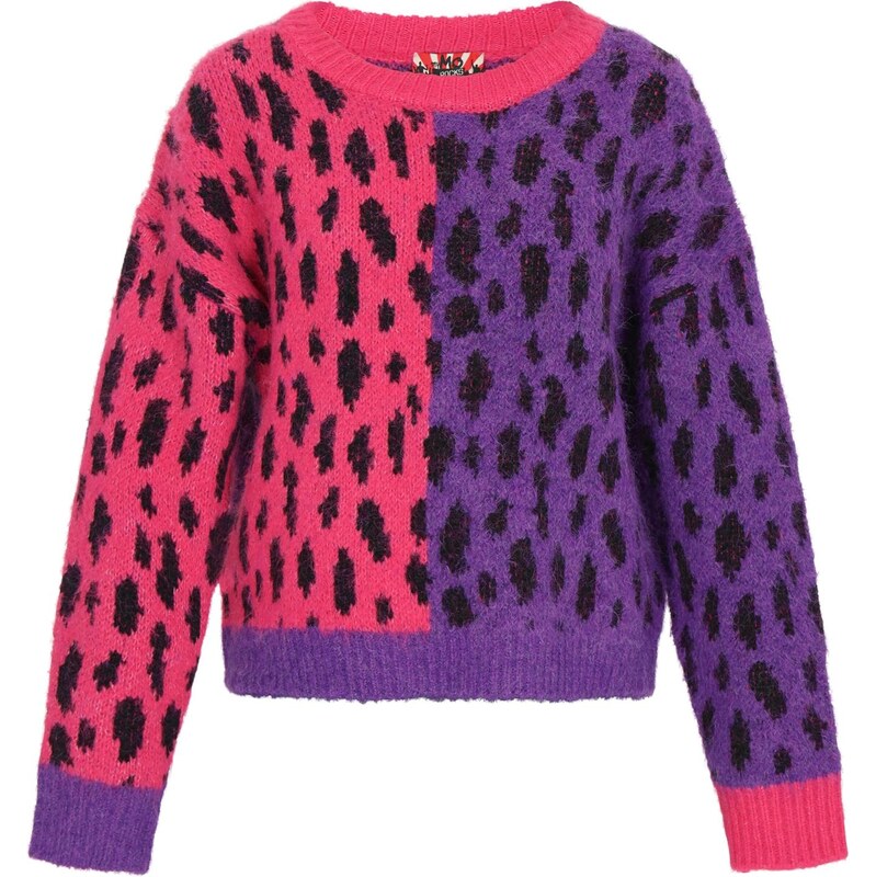 myMo ROCKS Sveter tmavofialová / malinová / čierna 66427357