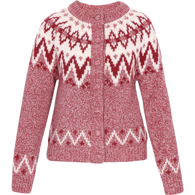 DreiMaster Vintage Kardigán tmavočervená / šedobiela 66427538