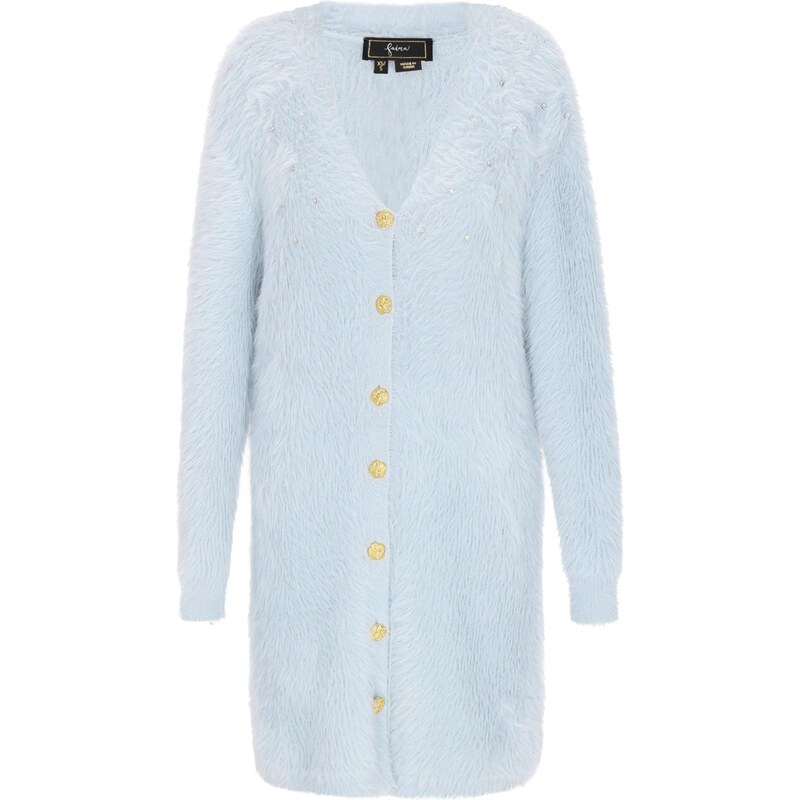 faina Pletený kabát svetlomodrá 66428761