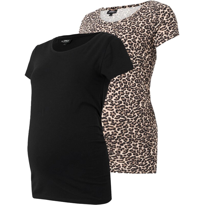 Only Maternity Tričko OLMLovely svetlobéžová / hnedá / svetlosivá / 66428799