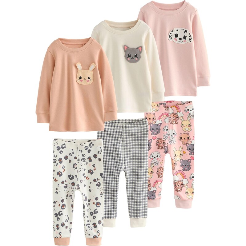 Next Pyžamo nebielená / tmavosivá / marhuľová / ružová 66429156