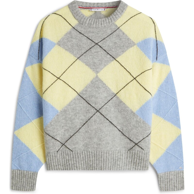 TOMMY HILFIGER Sveter svetlomodrá / žltá / sivá melírovaná / čierna 66429316
