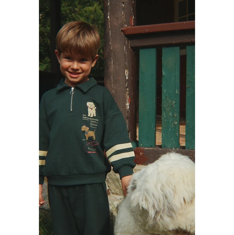 Detská bavlnená mikina Konges Sløjd DOGGY HALF ZIP POLO OCS 66437121