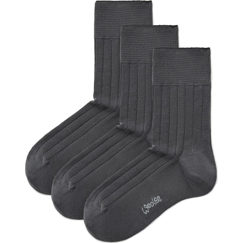 Vlnka 3 páry bavlnených ponožiek so zdravotným lemom sivá 66530204