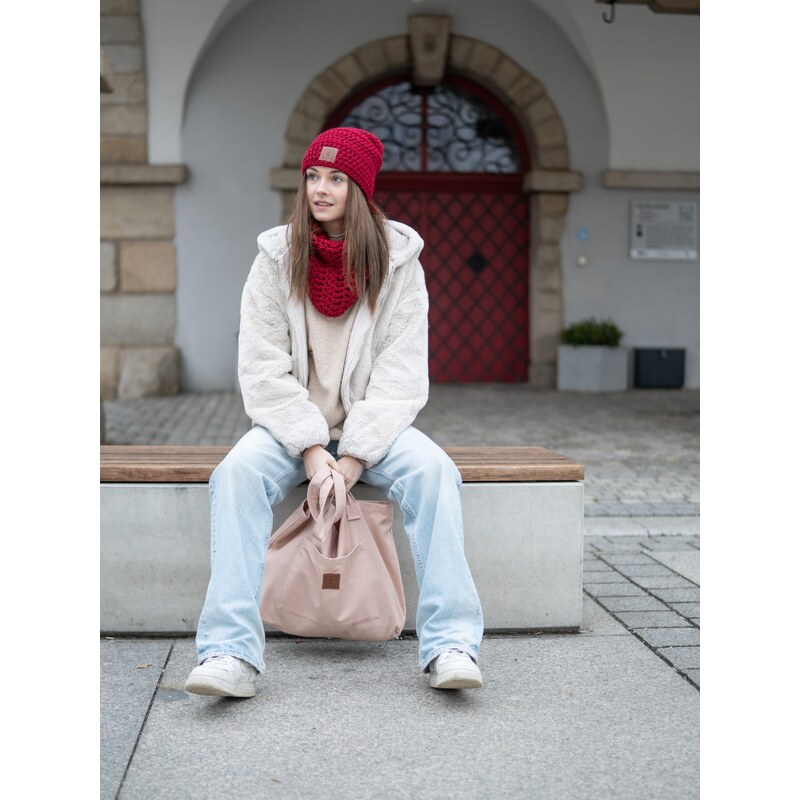 DOKE Háčkovaná čiapka Brie bordo 66216507