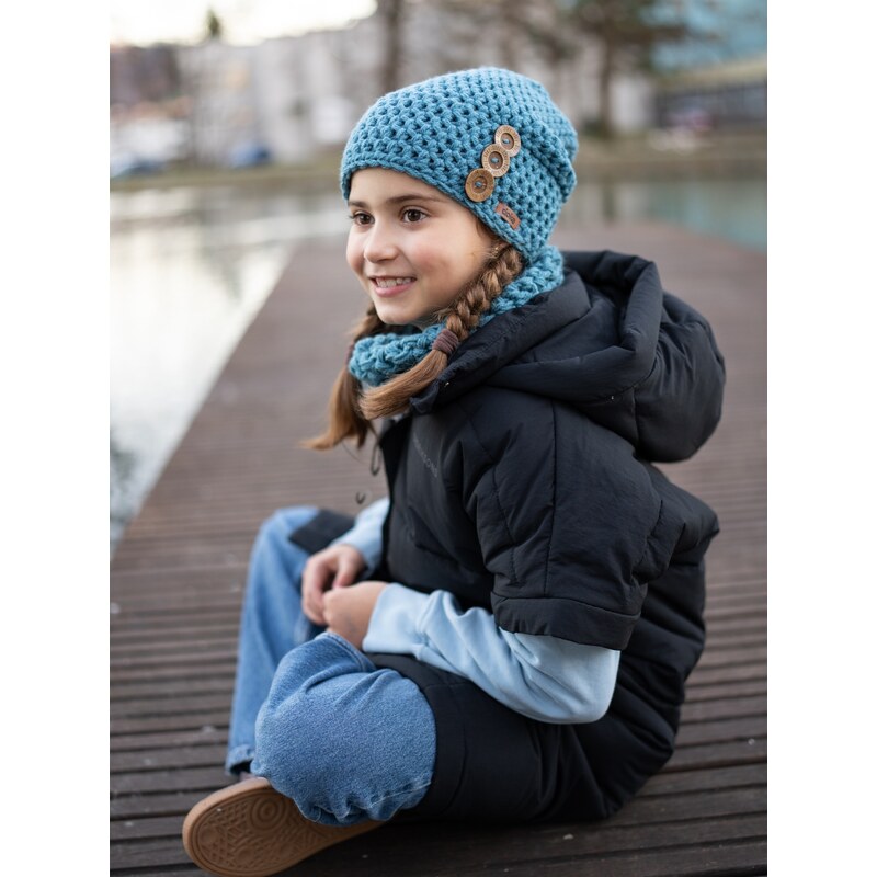DOKE Detská háčkovaná čiapka B nature lagune 66216529