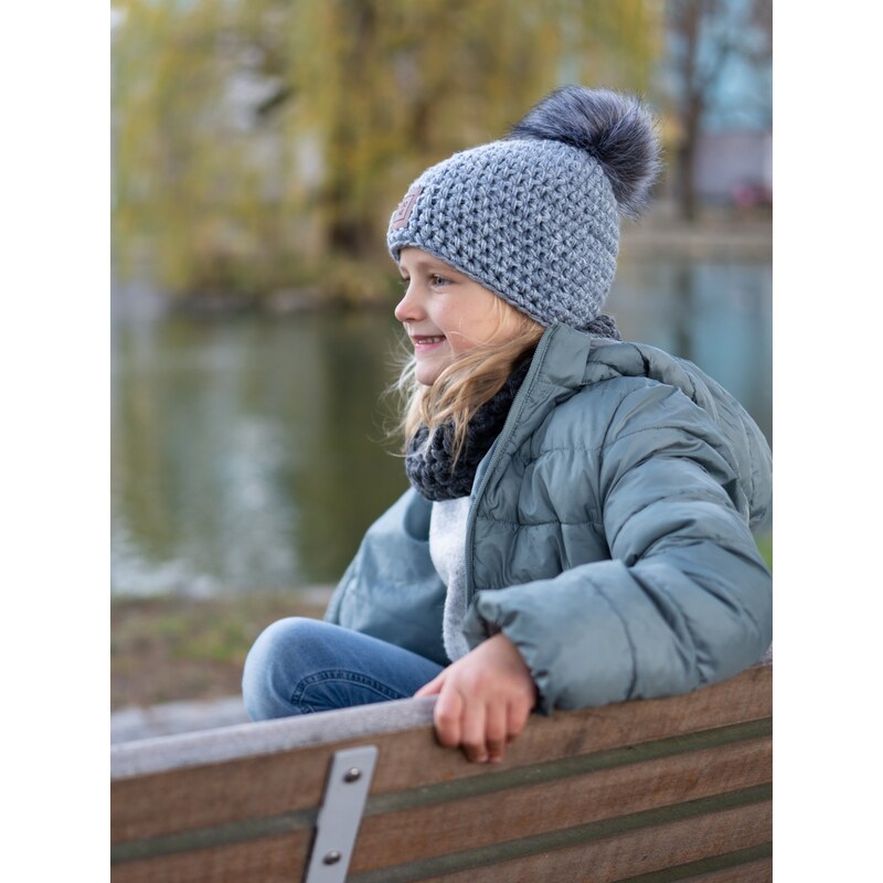 DOKE Detský háčkovaný kulich denim 65867889