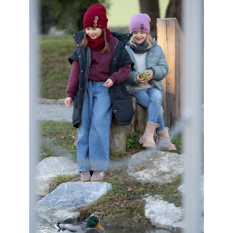 DOKE Detská háčkovaná čiapka B nature bordo 66216528