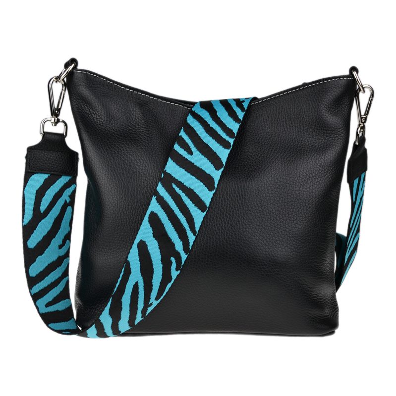 Čierna kožená talianska crossbody kabelka Amalia Nera Filati Bianca IV 66437896