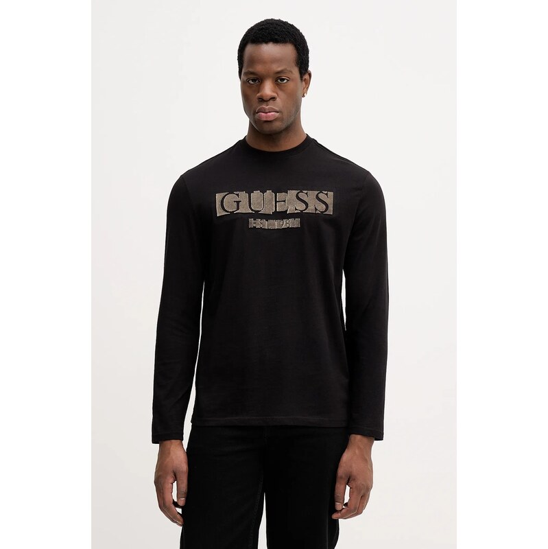 Bavlnené tričko s dlhým rukávom Guess 66438251