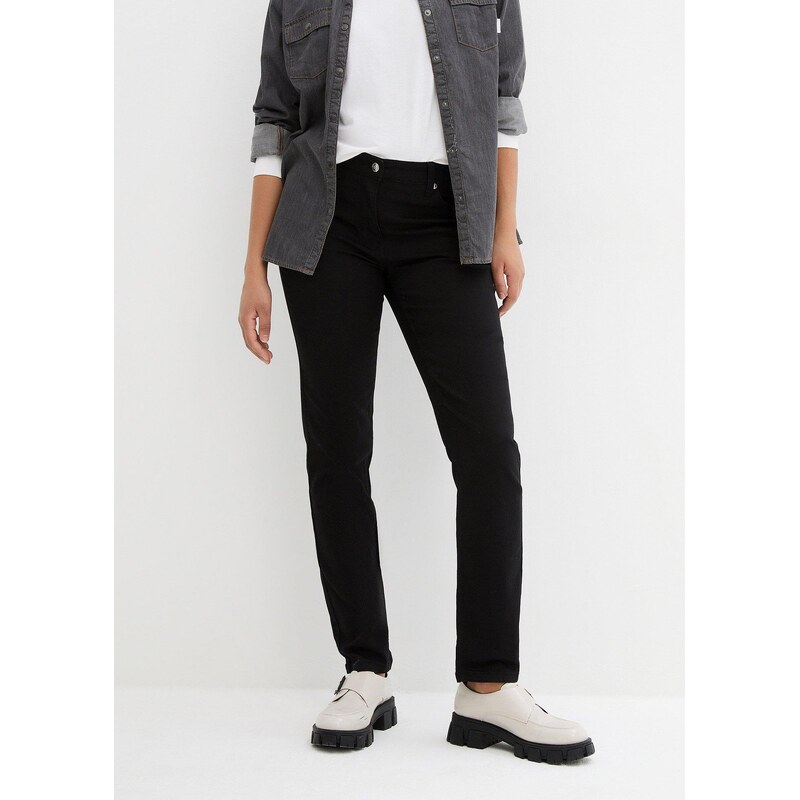 bonprix Džínsy Slim fit, pohodlný stredne vysoký pás, farba čierna 44731810
