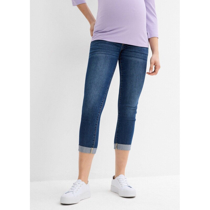 bonprix Materské džínsy, 7/8-ová dĺžka, Slim, farba modrá 44733754