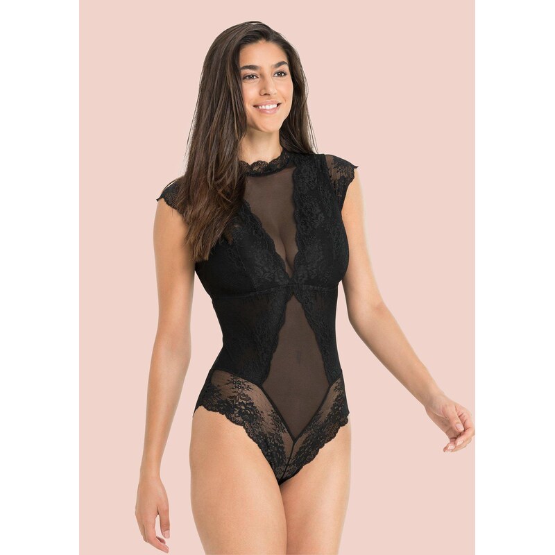 bonprix Body z jemnej čipky, farba čierna 45506606