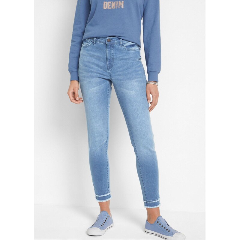 bonprix Strečové džínsy 7/8, jemné, farba modrá 44737275