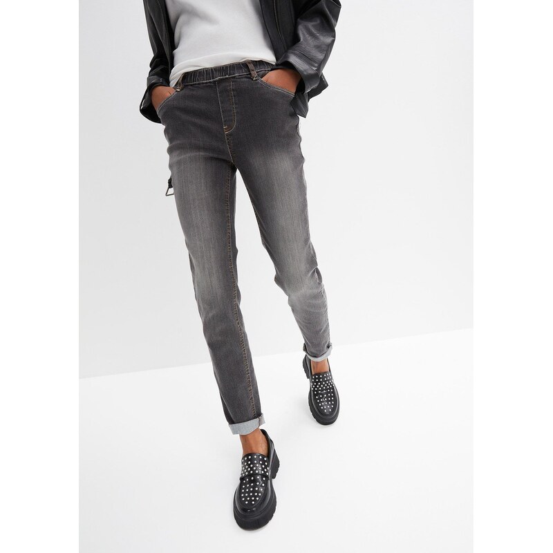 bonprix Skinny džínsy, Mid Waist, pohodlný pás, farba čierna 44740878