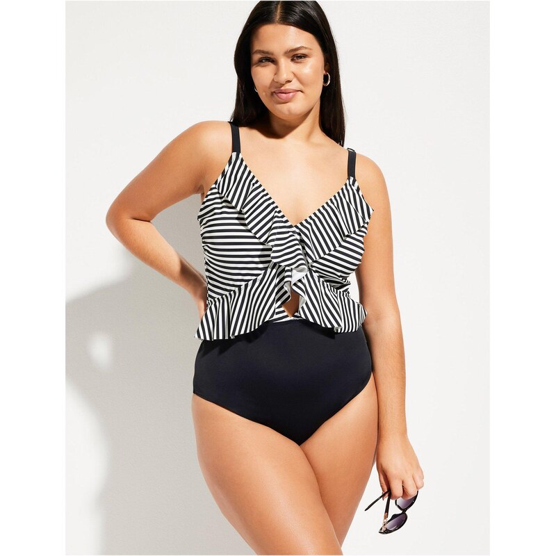 bonprix Plavky s volánom, farba čierna 48958373