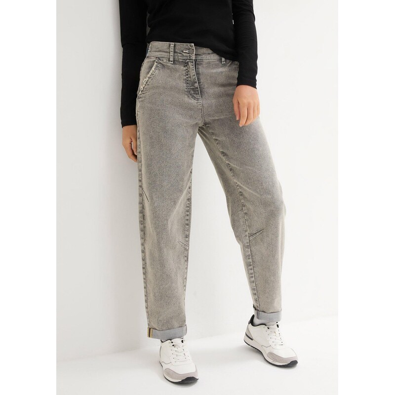 bonprix Džínsy s vintage bielením, farba šedá 49697635