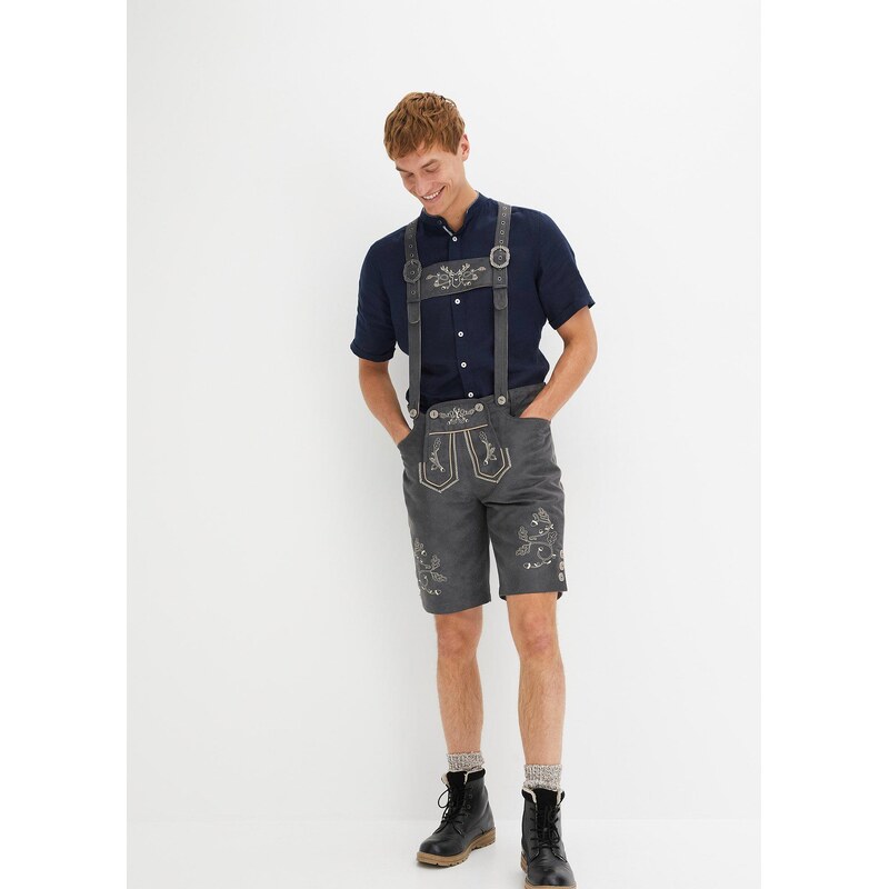 bonprix Krojové bermudy z koženky, farba šedá 54741610