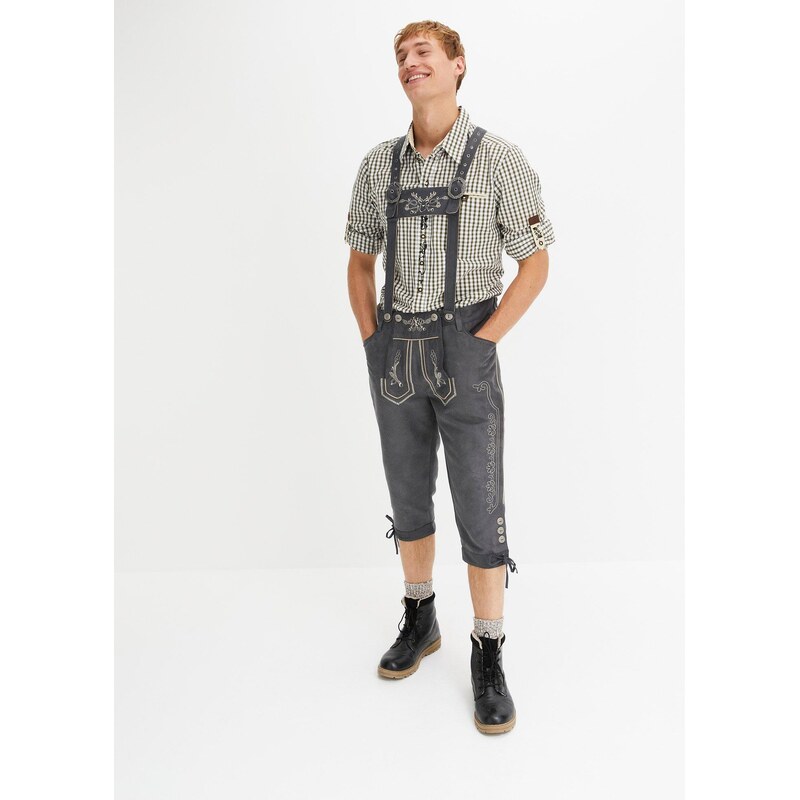 bonprix Krojové nohavice po kolená, z koženky, farba šedá 56002704