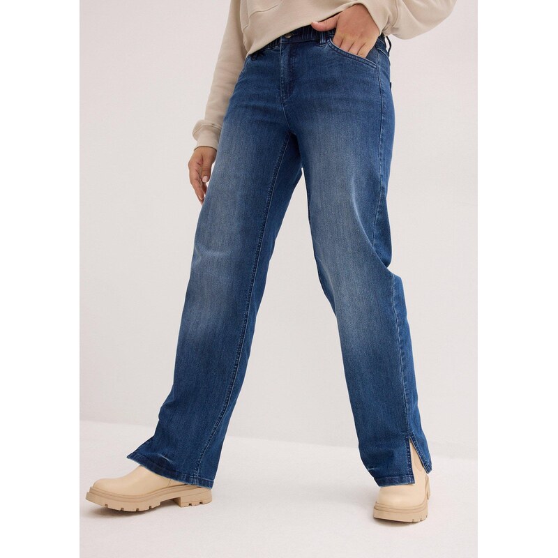 bonprix Džínsy Wide-Leg, pohodlný vysoký pás, farba modrá 60614343
