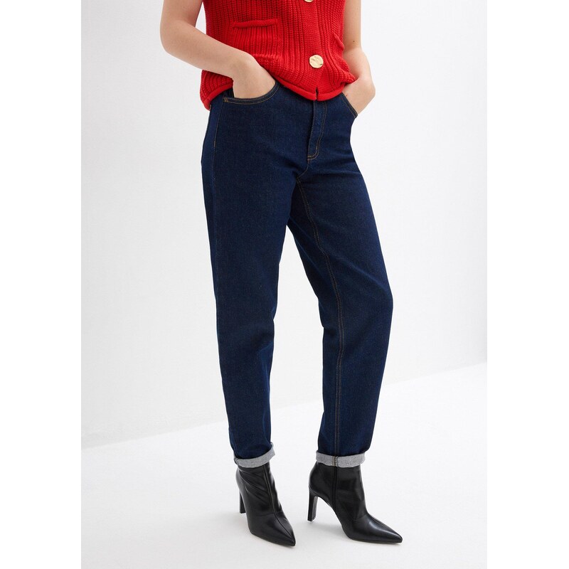 bonprix Mom-džínsy, High Waist, cropped, farba modrá 61718784
