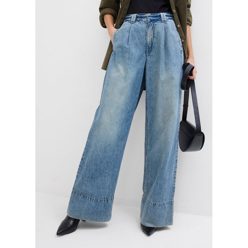 bonprix Džínsy, Wide-Leg, High Waist, farba modrá 61718801