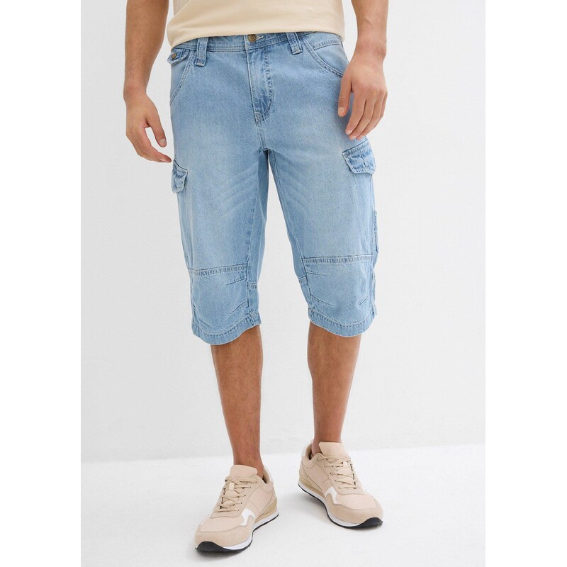 bonprix Džínsové dlhé bermudy, Relaxed Fit, farba modrá 64989037
