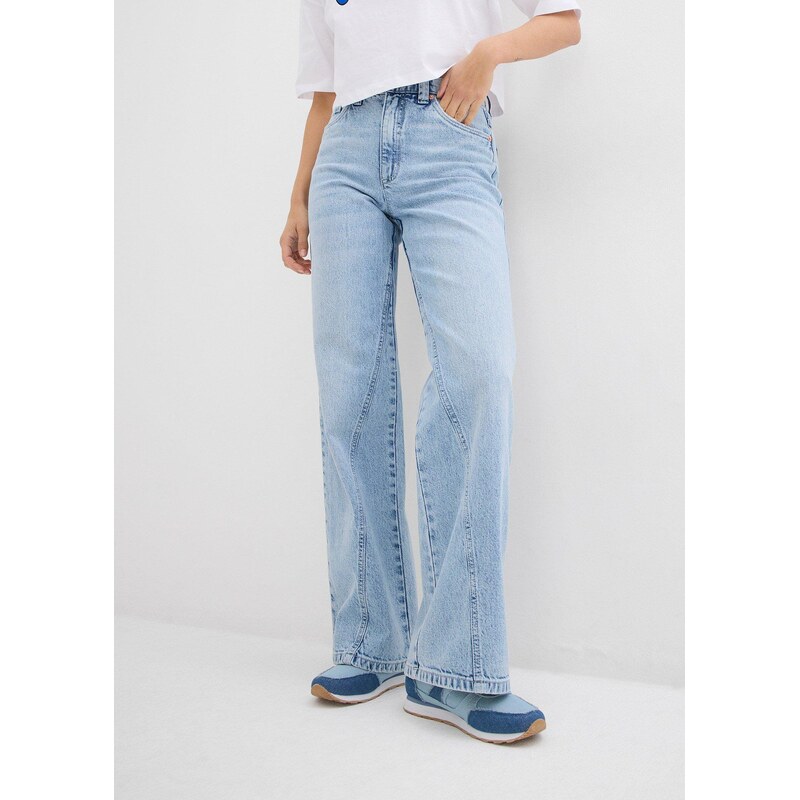 bonprix Džínsy, Wide-Leg, High Waist, Low Stretch, farba modrá 62972803