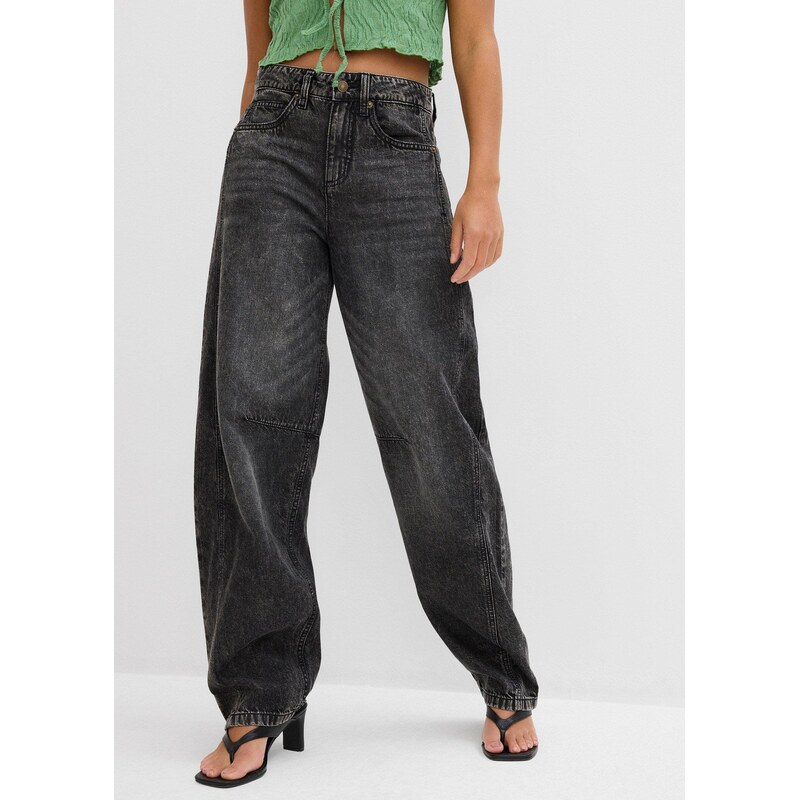 bonprix Balónové džínsy, Mid Waist, super soft, farba šedá 64922130