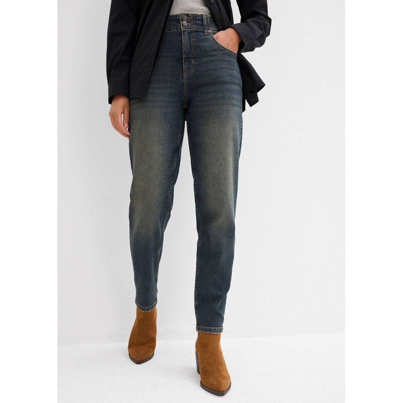 bonprix Mom-džínsy, vysoký pás, farba modrá 64922132