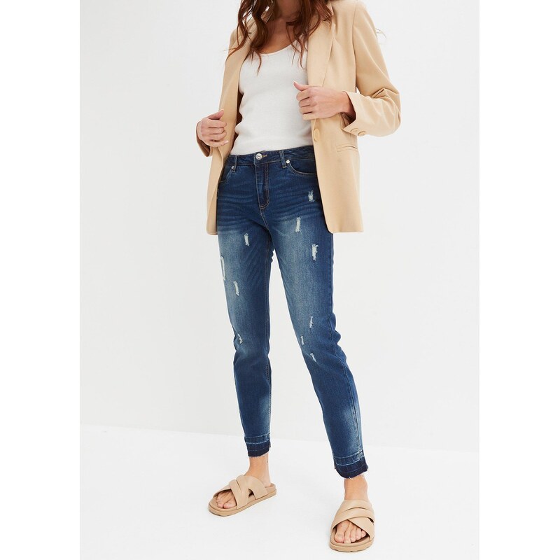 bonprix Skinny džínsy, Low Waist, cropped, farba modrá 44767851