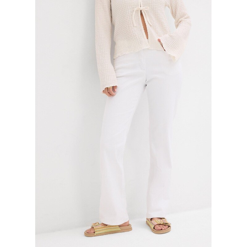 bonprix Strečové džínsy, Straight, Mid Waist, farba biela 44742274