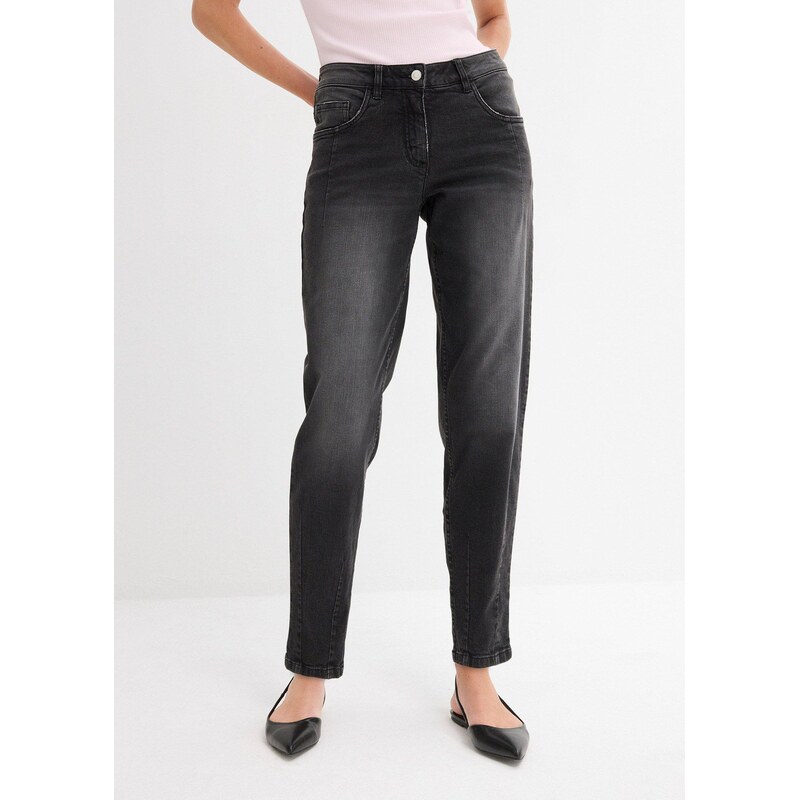 bonprix Džínsy barrel Mid Waist, farba čierna 64922015