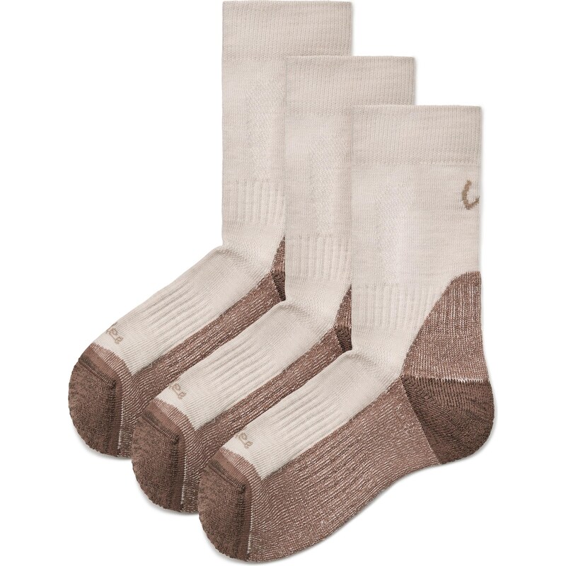 Vlnka 3 páry trekových Merino ponožiek béžová 67878091